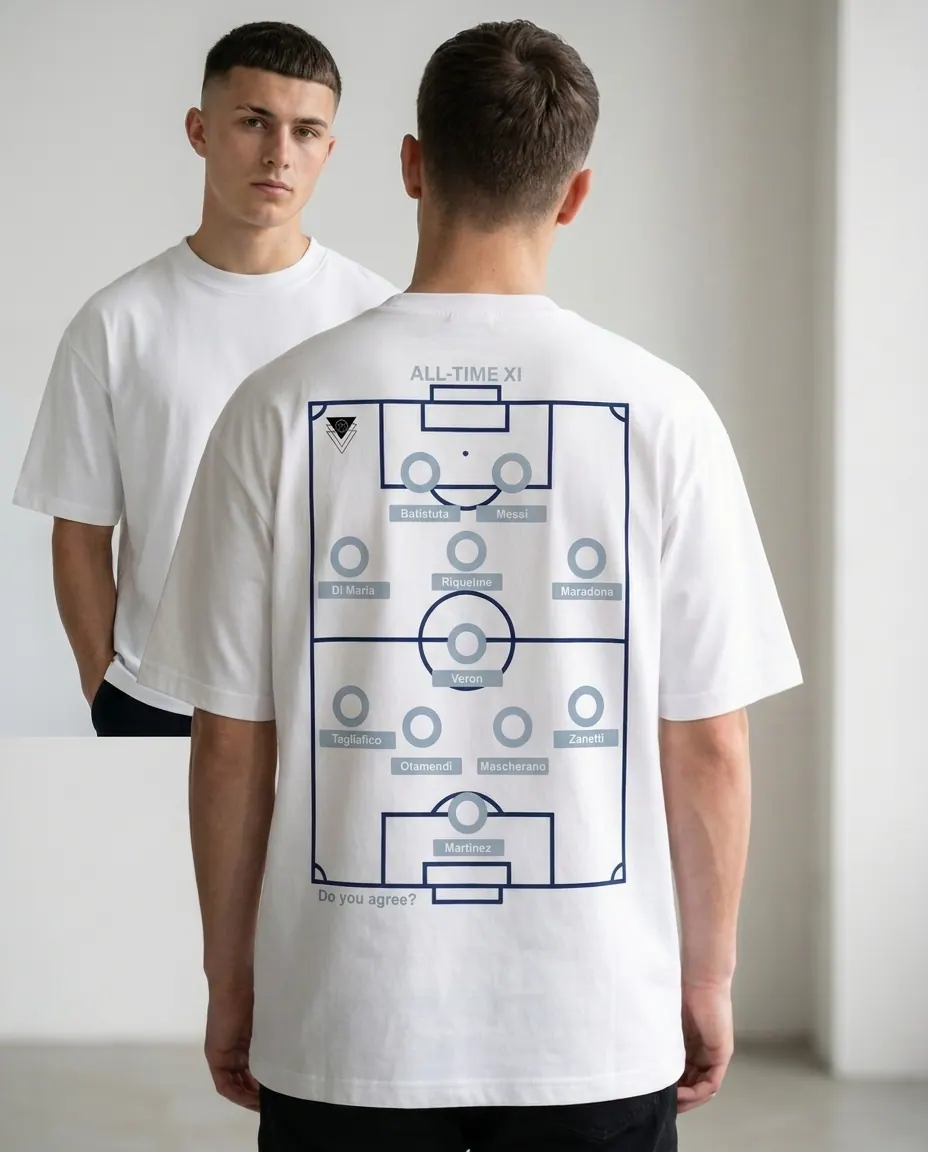 Argentina all-time XI tee back mockup on model
